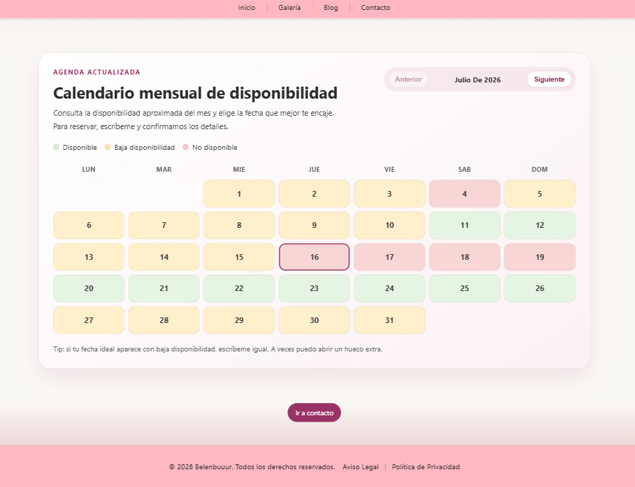 Detalle visual de la web Fotografía Belenbuuur