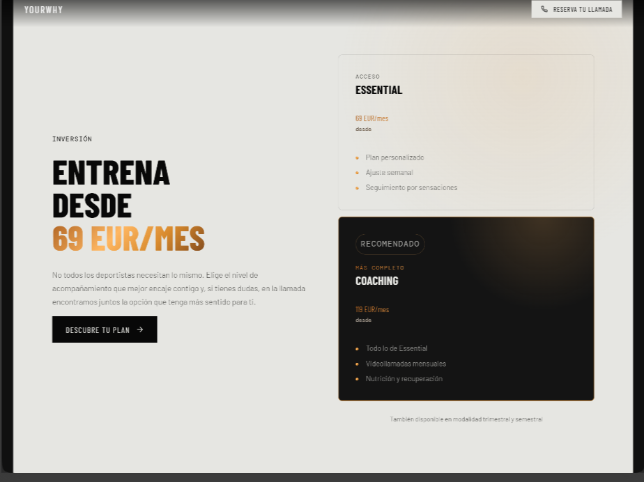 Detalle de narrativa y conversión de YourWhy