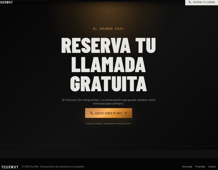 Detalle visual de la landing YourWhy
